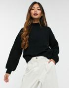 & Other Stories Mock Neck Sweater In Off Black