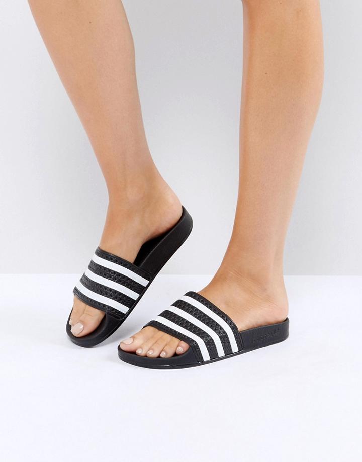 Adidas Originals Adilette Slider Sandals In Black - Black