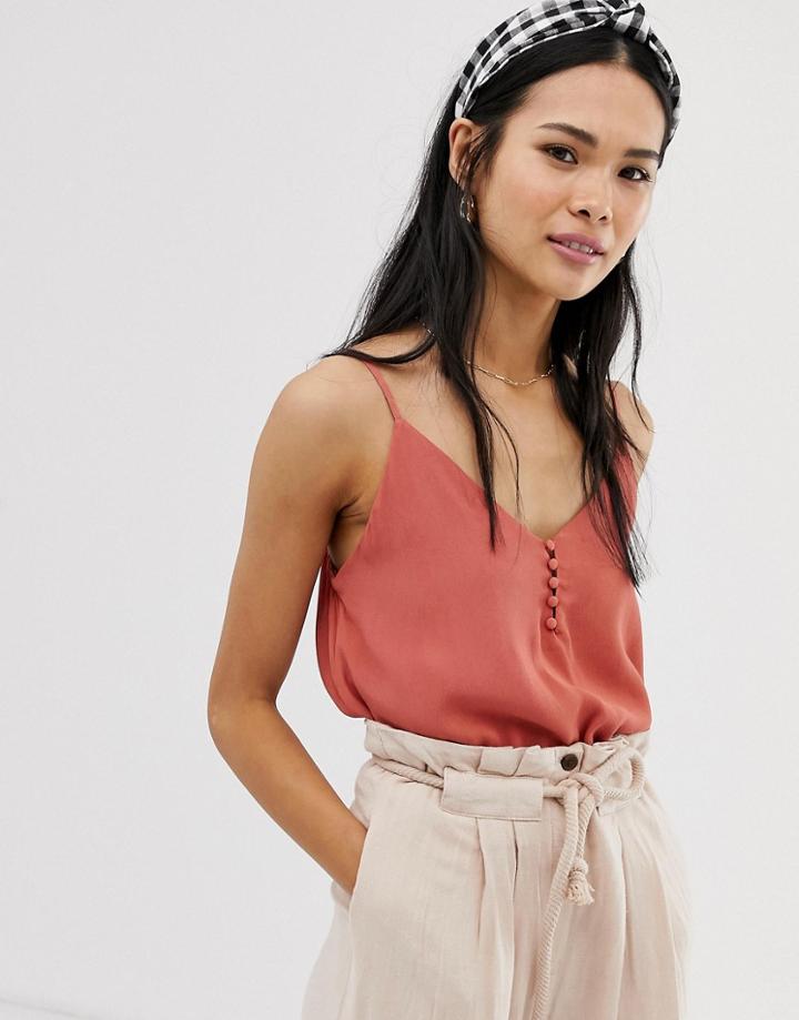 Stradivarius Button Front Cami In Rust