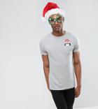 Brave Soul Tall Holidays Penguin Pocket T-shirt - Gray