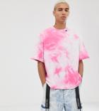 Collusion Tie-dye T-shirt With Tabs In Pink - Pink