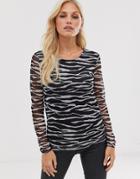 B.young Zebra Print Long Sleeve Top-multi