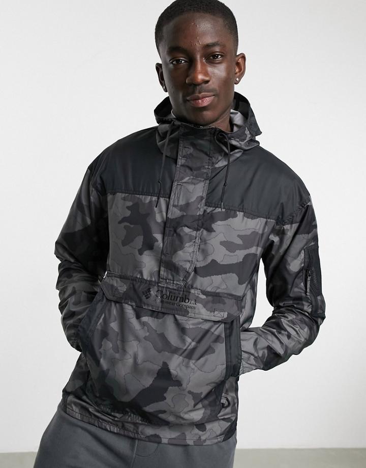 Columbia Challenger Windbreaker Jacket In Black Camo