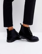 Truffle Collection Lace Up Velvet Ankle Boots - Black