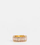 Asos Design Curve Ring With Baguette Stones In Gold Tone