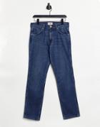 Wrangler Larston Slim Jeans In Blue-black