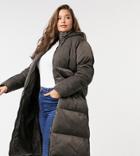 Brave Soul Plus Cello Maxi Longline Puffer Jacket-brown