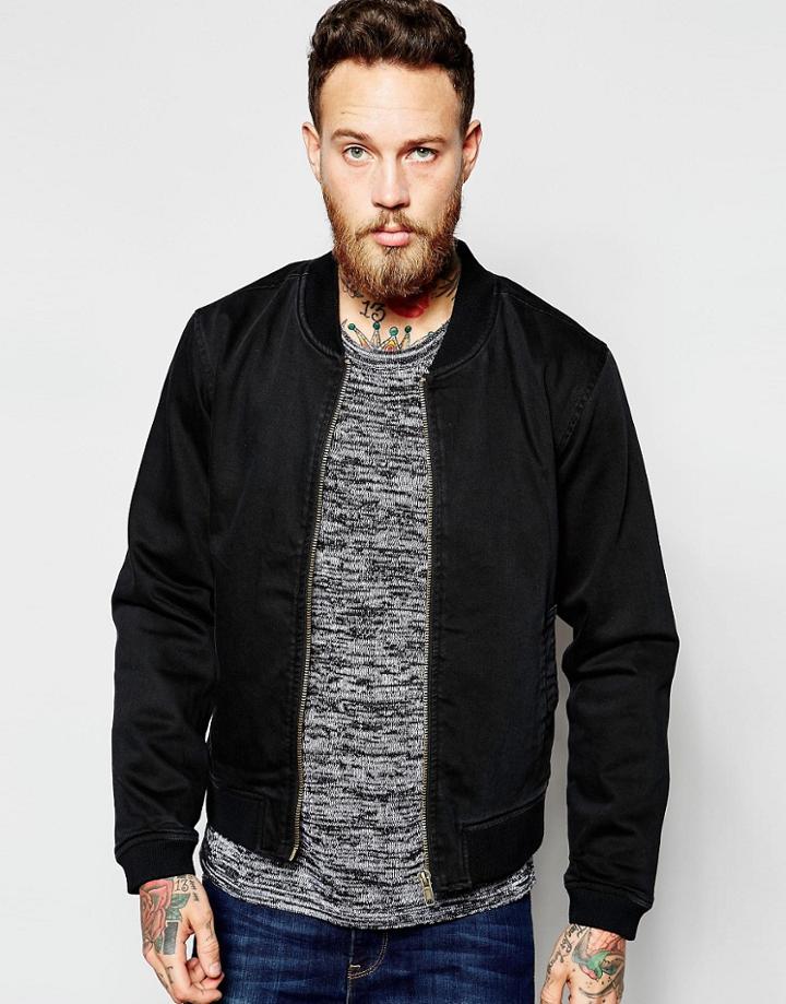 Dr Denim Blaze Bomber Jacket - Worn Black