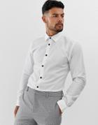 Harry Brown Slim Fit Contrast Button Shirt - White