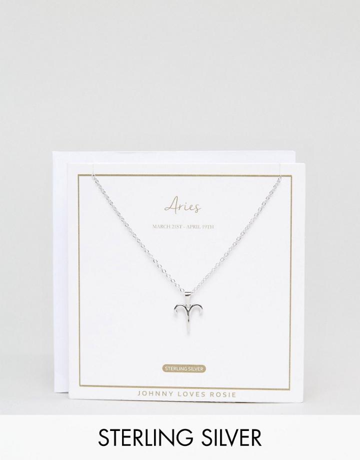 Johnny Loves Rosie Sterling Silver Zodiac Aries Necklace - Silver