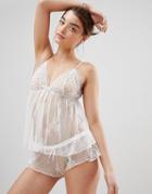 Asos Design Bridal Bethen Mixed Lace Cami & Short Set - White