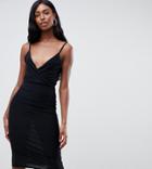Missguided Tall Slinky Lace Back Midi Dress In Black - Black