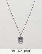 Asos Design Sterling Silver Necklace With Tag Shaped St Christopher Pendant - Silver