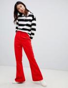 Asos Design Slim Kickflare Pants In Cord-red