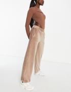 Asos Design Low Rise Velour Sweatpants In Neutral
