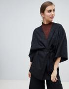 Monki Two-piece Kimono In Black Dots - Black