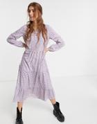 Pieces Midi Smock Dress In Lilac Flirty Floral-multi