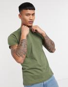 Pull & Bear Join Life Muscle Fit T-shirt In Khaki-green