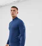 Asics Half Zip Long Sleeve Top In Blue - Blue