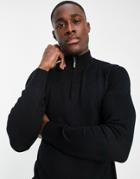 Gianni Feraud Half Zip Funnel Neck Sweater-black