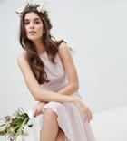Tfnc Maxi Bridesmaid Dress With High Low Hem-brown