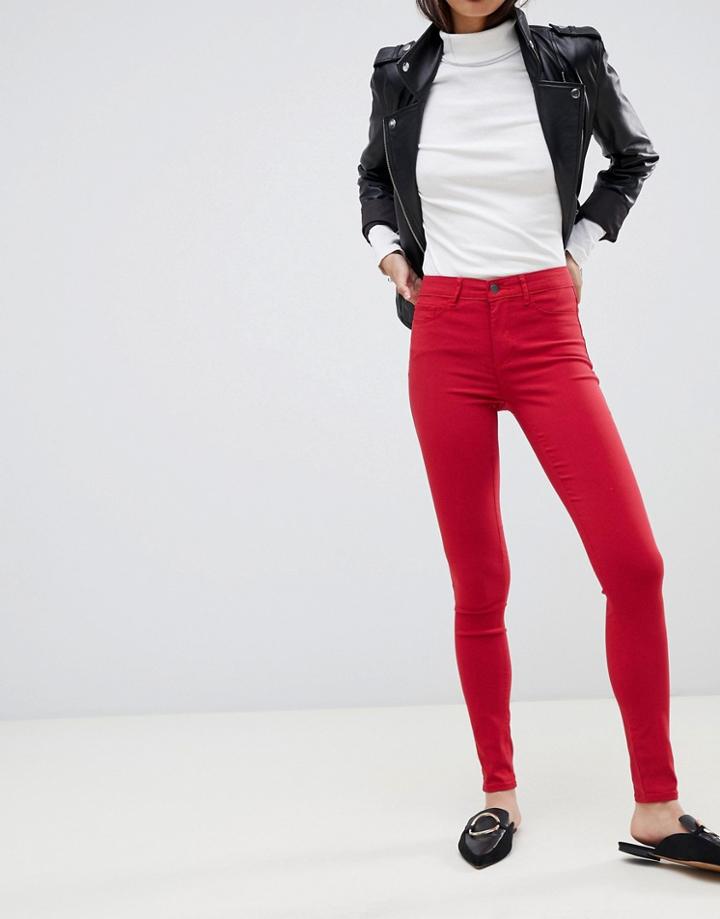 Pieces Skin Wear Skinny Pants - Red
