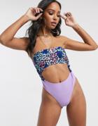 Unique 21 Abstract Animal Knot Side Swimsuit-multi