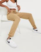 Asos Design Supersoft Sweatpants With Metal Tie Ends In Camel-neutral