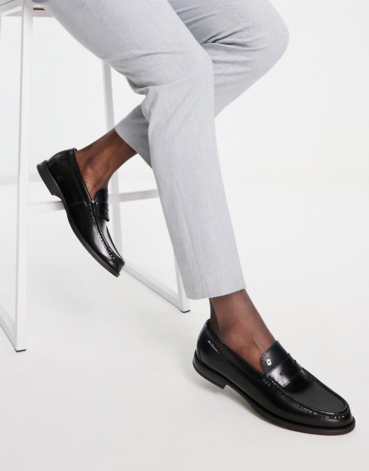 Ben Sherman Smart Leather Penny Loafers In Black