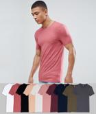 Asos Design Muscle Fit T-shirt With Crew Neck And Stretch 10 Pack Save - Multi