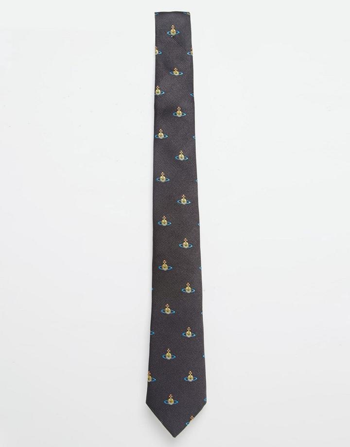 Vivienne Westwood Orb Tie 7cm - Gray