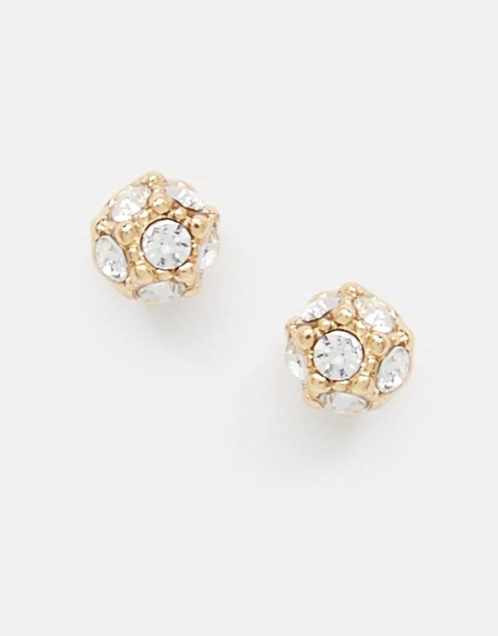Orelia Sparkle Textured Ball Earrings - Pale Gold