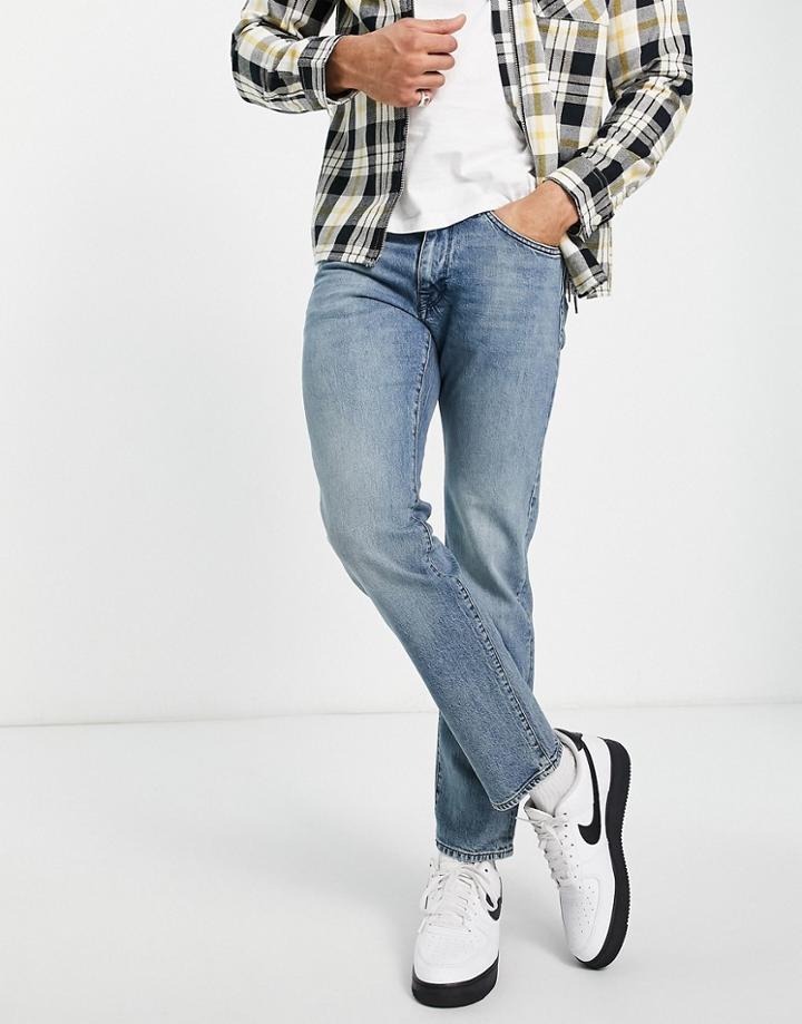 Selected Homme Scott Straight Fit Jeans In Vintage Wash-blue
