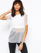 Asos Sheer Mix Top - White