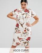Asos Curve Floral Print T-shirt Bodycon Dress - Multi