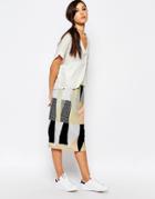 Neon Rose Pencil Skirt In Patchwork Print - Multi