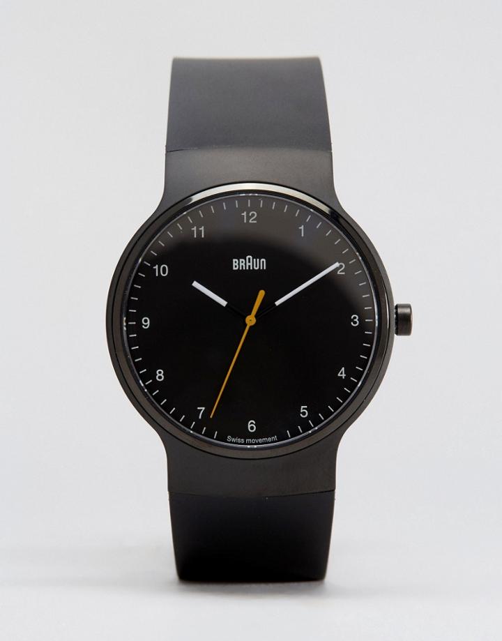 Braun Prestige Leather Watch In Black - Black
