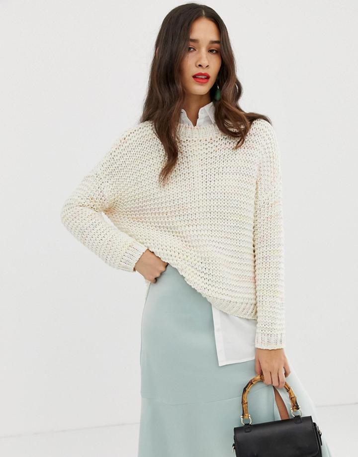 Stradivarius Oversized Fisherman Sweater In Cream - Cream