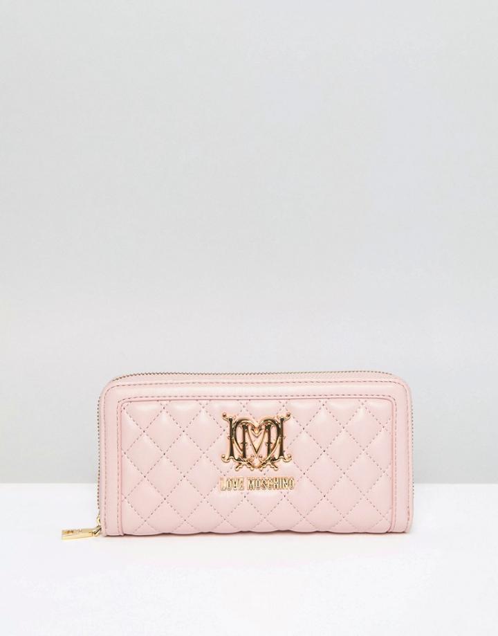 Love Moschino Quilted Zip Purse - Pink