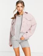 Na-kd Cropped Pocket Detail Jacket In Purple-pink