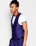 Rudie Slim Fit Textured Blue Vest - Blue