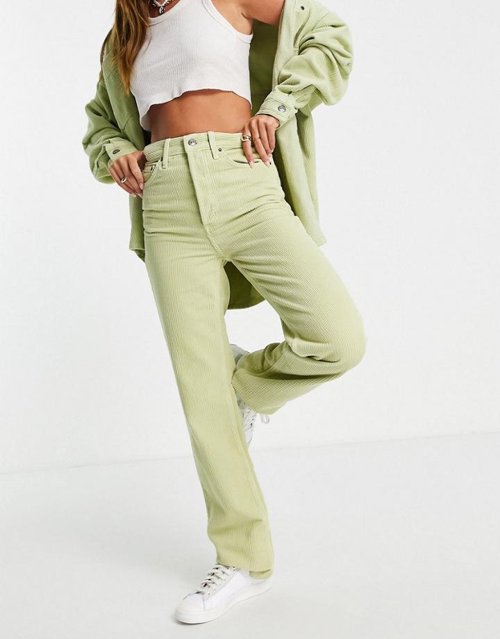 Topshop Cord Kort Jean In Baby Green - Part Of A Set