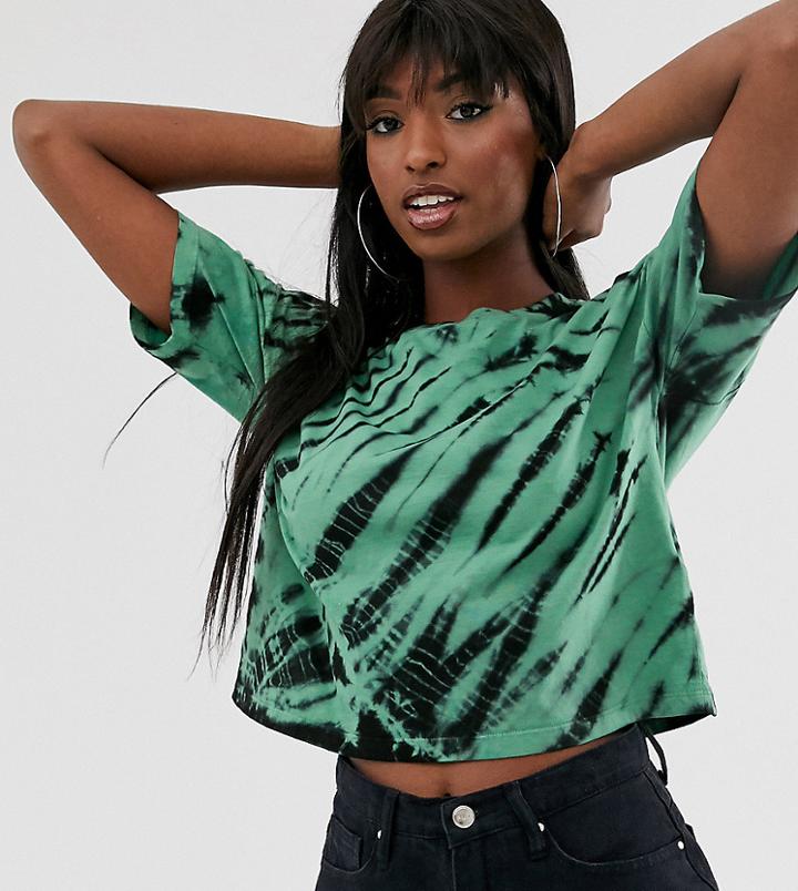 Asos Design Tall T-shirt In Green Tie Dye