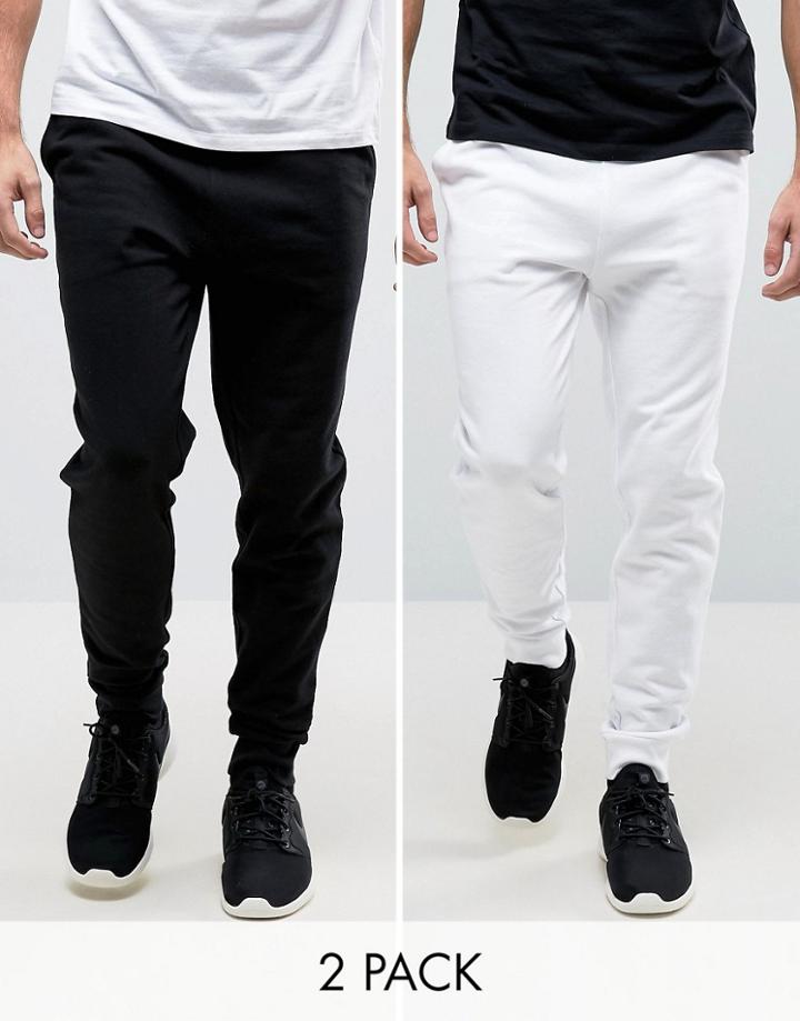 Asos Skinny Joggers 2 Pack White/black Save - Multi