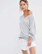 New Look Oversized V Neck Sweatshirt - Gray