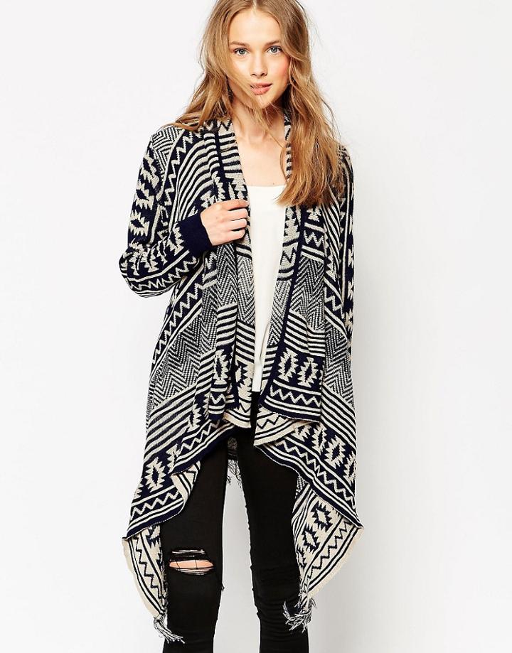 Iska Geo-tribal Tassle Kimono - Navy