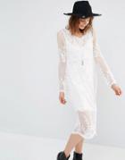 Mango Embroidered Midi Dress - Cream