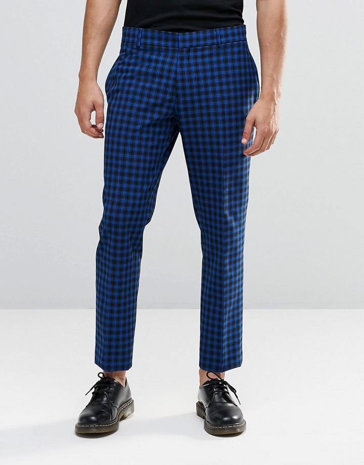 Religion Skinny Cropped Trousers In Check - Blue