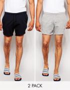 Asos 2 Pack Jersey Shorts In Shorter Length Save 17%