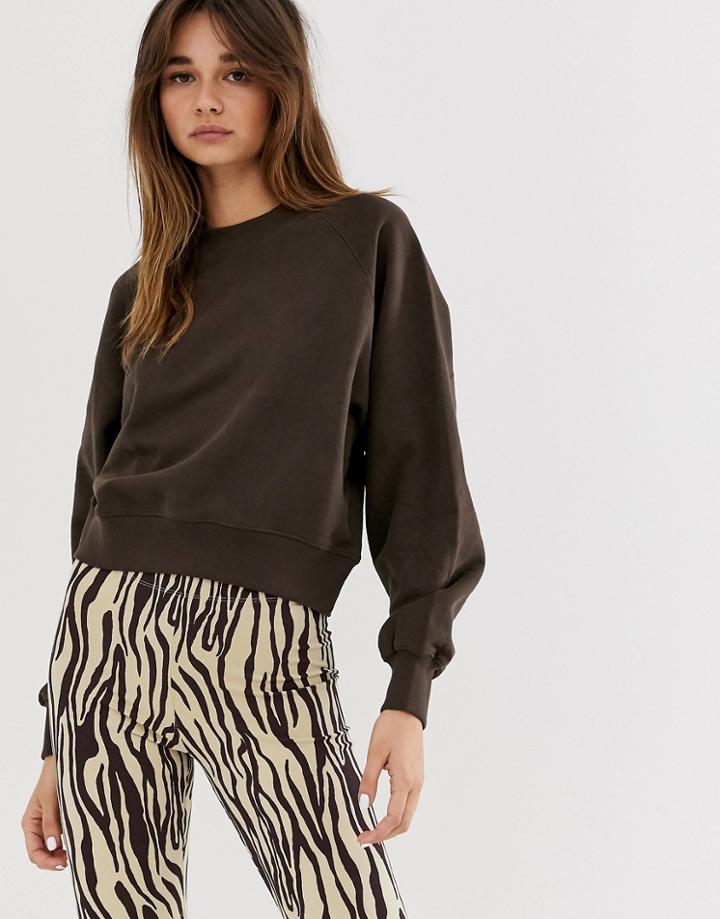 Weekday Oversized Sweatshirt In Organic Cotton In Brown - Brown